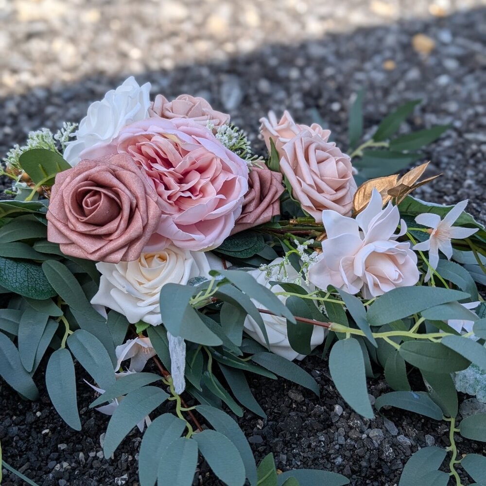 6ft Floral Garland - Dusty Rose & Cream - Ling's Moment - Sweetheart/Head Table